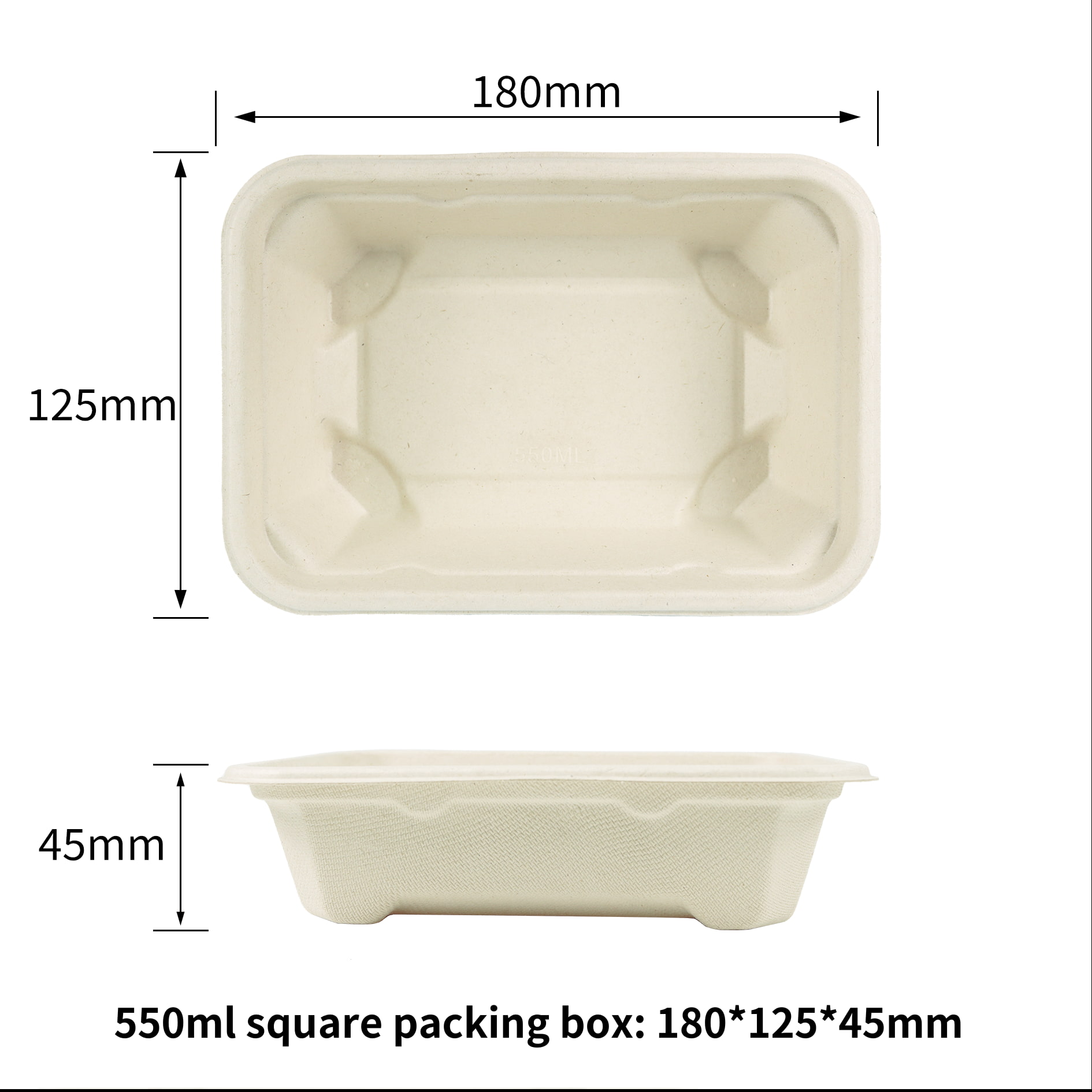 Wholesale Compostable 550ML Sugarcane Bagasse Square Packaging  Box PTAS-Free For Takeout - SINCERE