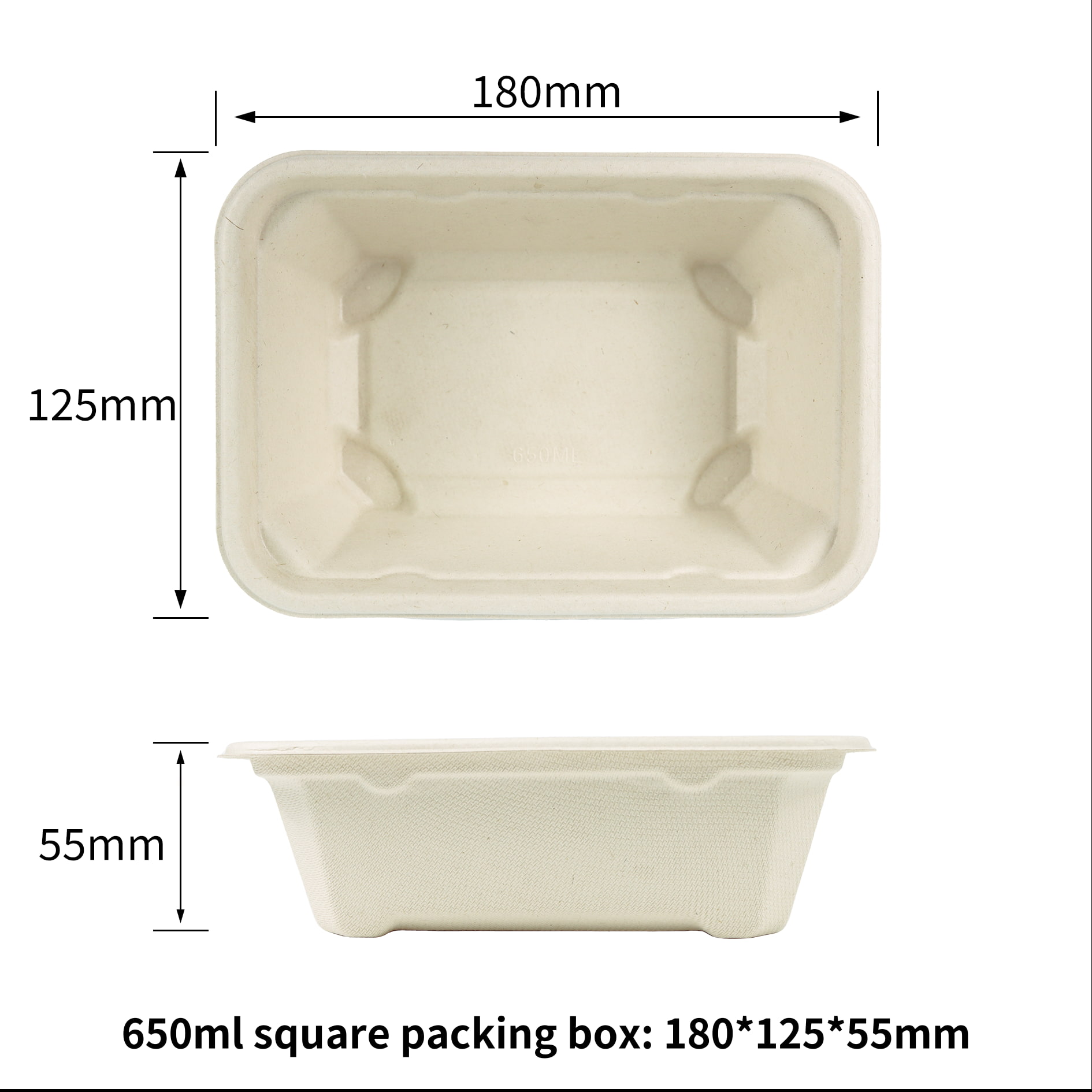 Compostable Sugarcane Fiber 650ML Packaging Box Customized Biodegradable Bagasse Tableware - SINCERE
