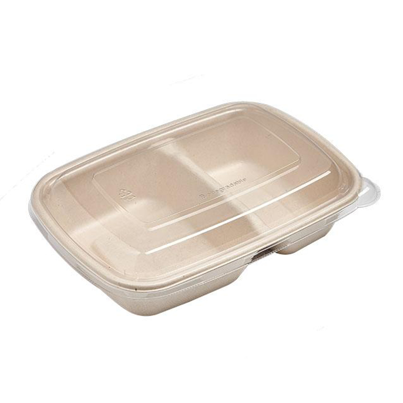 Custom Wholesale Biodegradable Sugarcane Bagasse 900ml 2-Compartment Rectangular Packaging Box With Lid - SINCERE