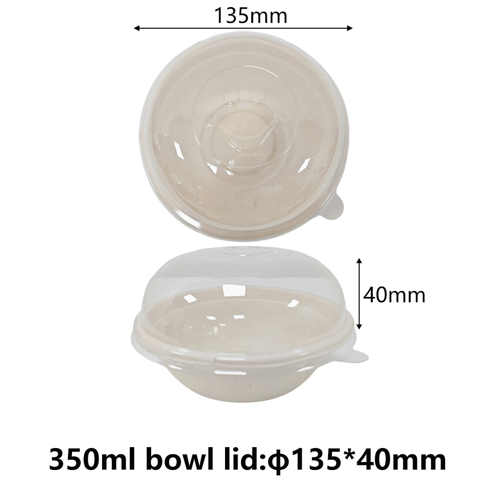 350ML Sugarcane Bagasse Bowls With Plastic Lids Clear PET Lids - SINCERE