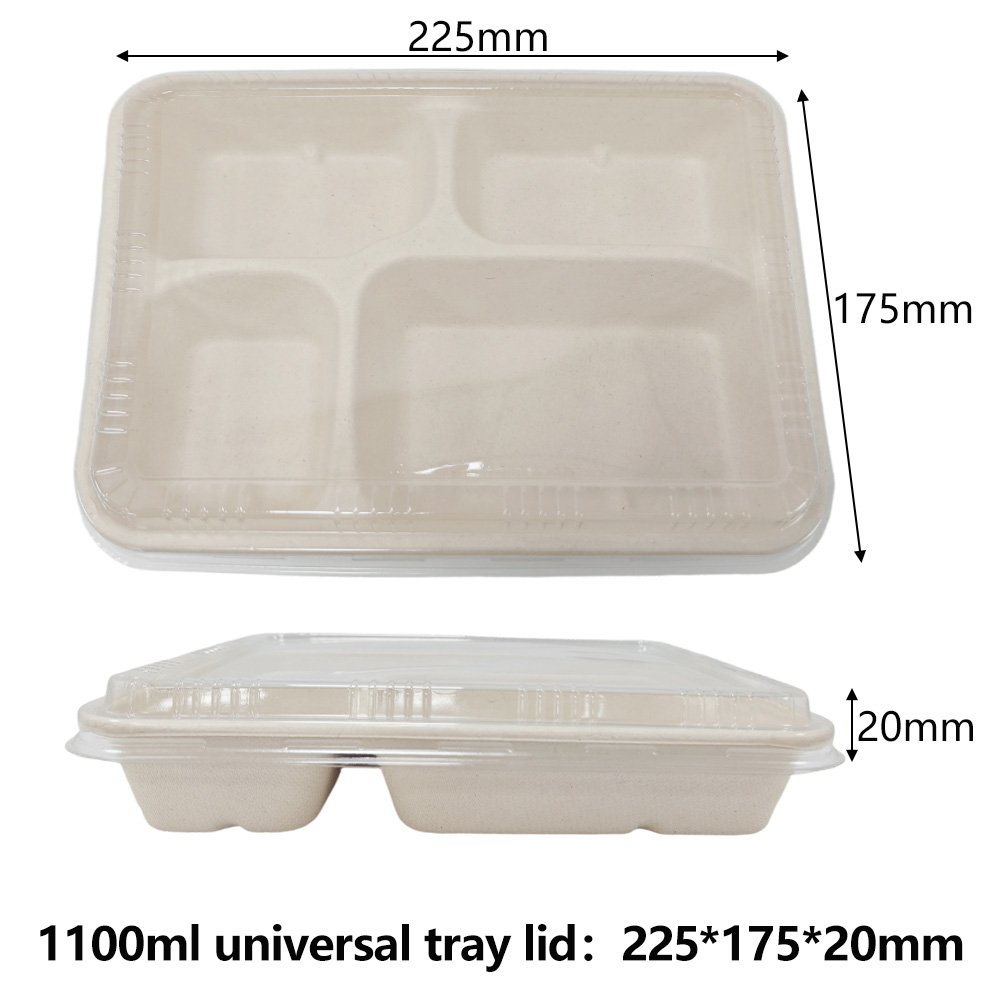 1100ML Sugarcane Bagasse Trays With PET Lids Recyclable Plastic Lids - SINCERE